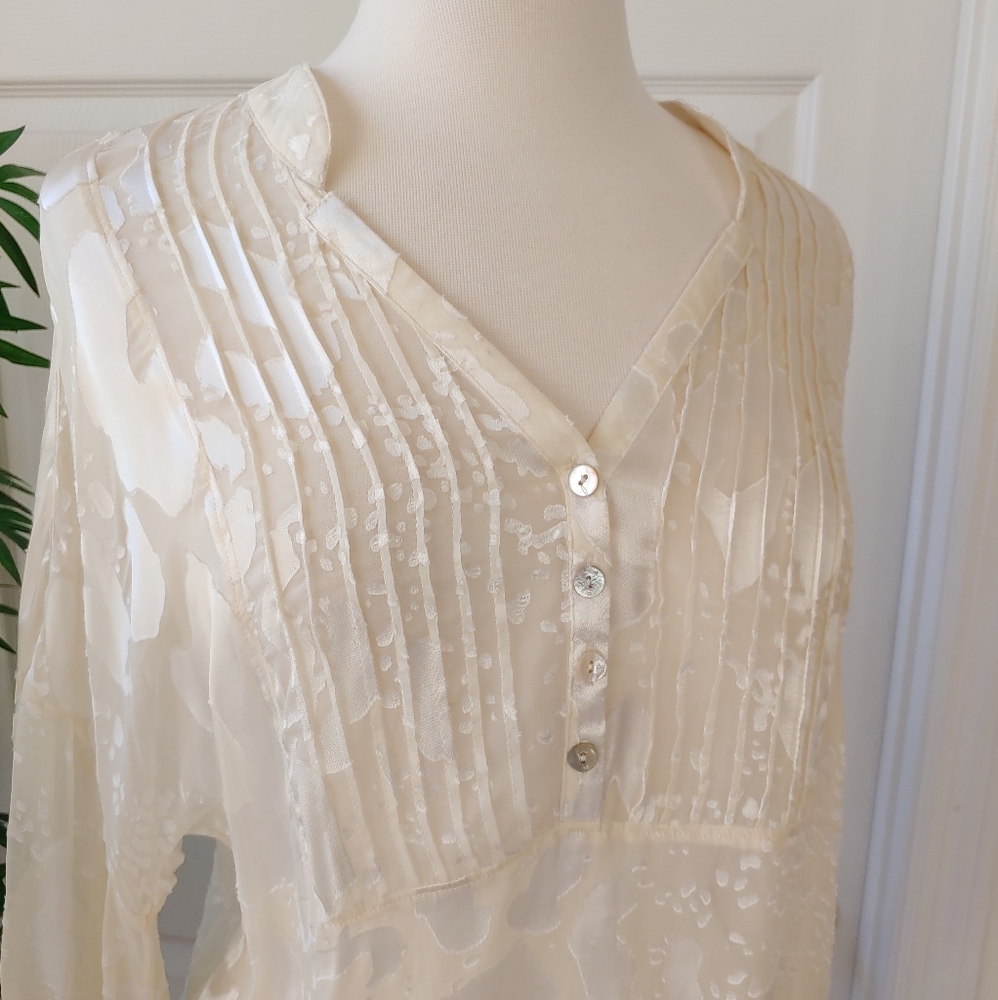 Patterson J Kincaid Detailed Embellished Sheer Long Sleeve Top Luna Tunic Medium - Picture 4 of 8